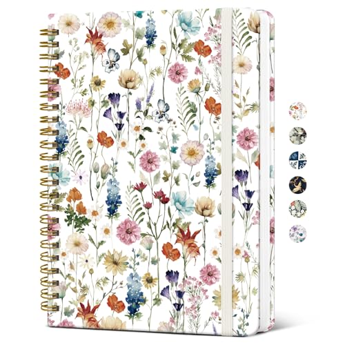 Taja Spiral Lined Journal for Women, Pretty Hardcover Journal Notebook, A5 - color: A-Floral