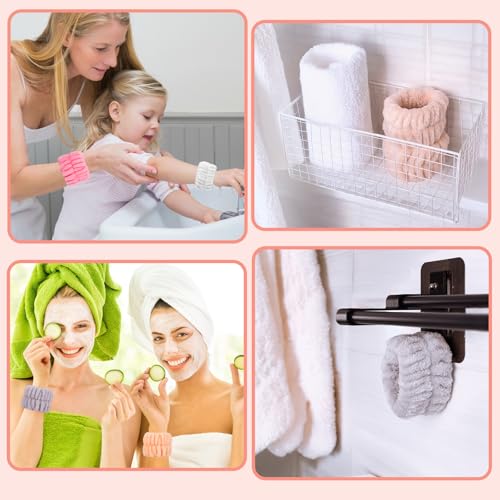 8 Pcs Microfiber Spa Wristbands with Absorbent Towels - Prevent Water from Spilling Down Your Arms for Women - color: Grey, White, Brown,Black