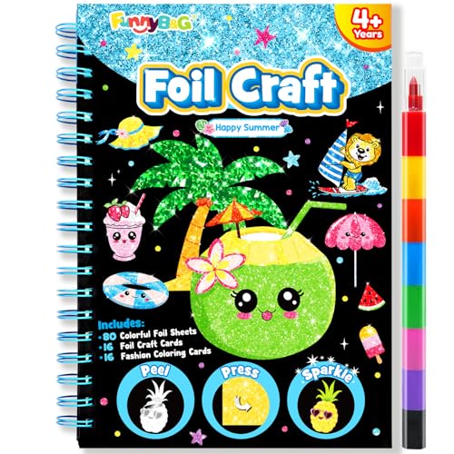 FUNNYB&G Foil Art Craft Kit for Kids, Sparkly Birthday Gift Toy for Kids - style: Summer