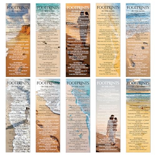 Footprints in The Sands Bookmarks Gifts - 100 Pcs Christian Religious Bookmark Bible Inspirational Page Markers Clips Book Mark Prayer Gospel Tracks for Evangelism Church Office Home Supplies - color: Footprints in the Sands