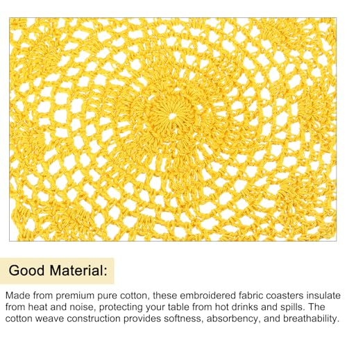 uxcell Crochet Doilies, 8Pcs 8" - Handmade Crochet Cotton Coaster, Round Lace Placemats with Floral Patterns for Wedding Party Decoration (Yellow) - color: Yellow