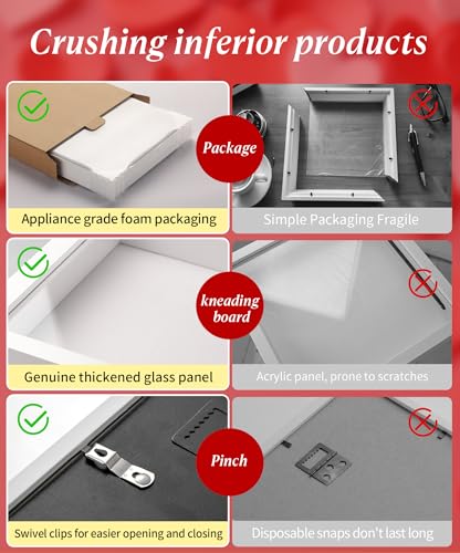 11x11 Shadow Box Picture Frame with Real Glass Panel and Linen Back - color: White + Thickened Panel + Foam Packaging, size: 11x11