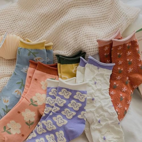 OTAODKA Cute Cotton Socks for Women Novelty Ankle Athletics Sock - color: 6 Pack Flowers