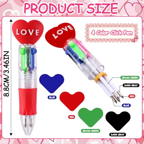 30 Pack Valentines Fun Pens with Cards Cute Multicolor 4-in-1 Gift Pens - style: Valentines Cards-30pcs