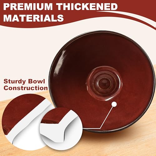 8-Inch 4 Sets Ceramic Ramen Bowl (16 Piece) - Japanese Porcelain Dishwasher Microwave Safe Salad Noodles Cereal Pasta Soup Large Bowls with Chopsticks Forks Spoons for Men Women Housewarming Gift - color: B:Red&Black, size: 8 INCH 4 Set