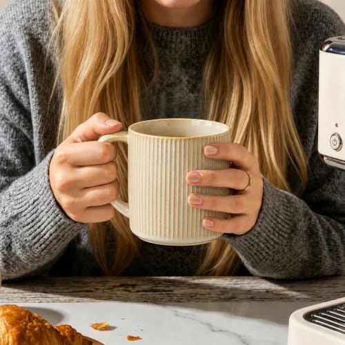 theterra Ceramic Coffee Mugs Set of 4, 14.2 oz Coffee Cups with Handle - color: Cappuccino, size: 14 OZ (Set of 4)