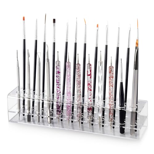 Nail Art Tool Organizer, Nail Brush Holder, Nail Technician Gifts, Storage for Storing Pro Beauty Finger Nailcare Art Kit Tools Makeup Display Case Refillable Container Holder Organization