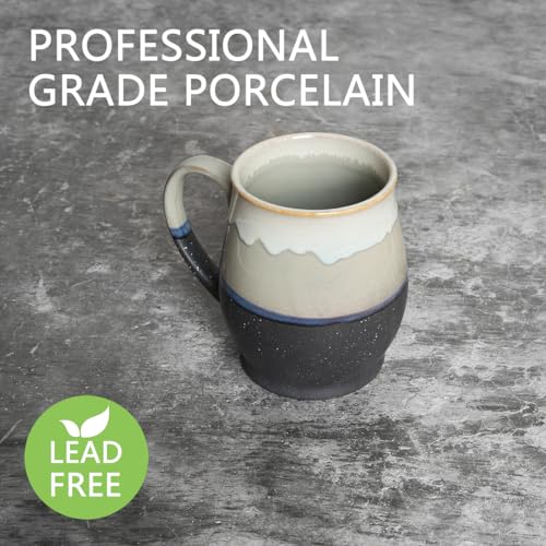 Bosmarlin Extra Large Ceramic Coffee Mug, 25 Oz, Dishwasher and Microwave Safe, Oversized Big Tea Cup for Office and Home, Reactive Glaze (Grey) - color: Gray