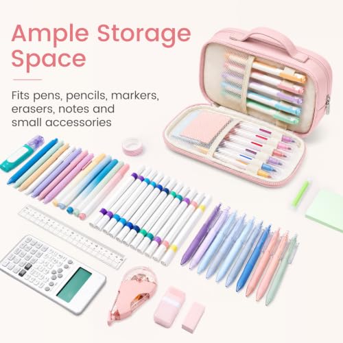 Sooez Pencil Case for Girls, Cute Large Capacity Pencil Pouch Pen Bag, Blue - color: Blue