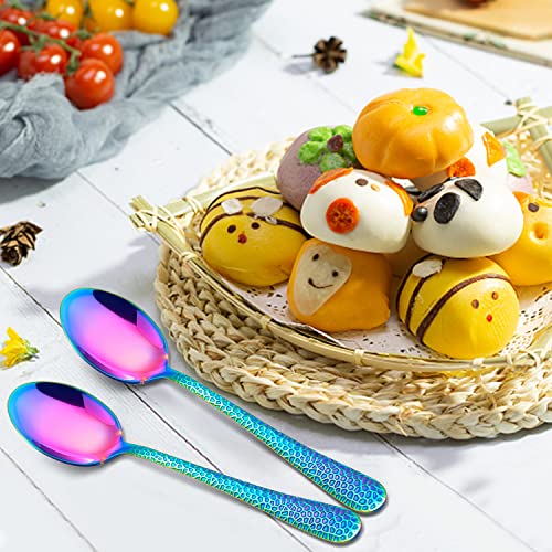 LIANYU 9 Pieces Rainbow Stainless Steel Spoon for Kids, Cute Toddler Spoons - color: Rainbow