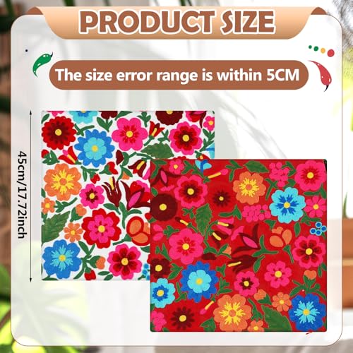 HunnmingRe 2 Pcs Mexican Boho Throw Pillow Covers 18 x 18 Inch Embroidery Colorful Floral Throw Pillows Ethnic Decorative Fiesta Cushion Covers for Bed Couch Sofa Home Decor(White, Red) - color: Red,white