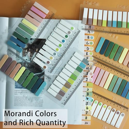 YOUDEFUL 1600Pcs Transparent Sticky Note Tab, Morandi Page Marker - size: Tabs White