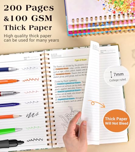 Lined Spiral Notebook Journal for Women, 150 Pages Aesthetic Notebooks 5.75” x 8.38”, A5 Hardcover Spiral Journals with 100 GSM Thick Paper, Cute College Ruled Notebook for Writing Work School, Colorful Botanicals - color: Colorful Botanicals
