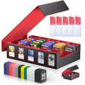 Trading Card Storage Box 5-Row 3900+ Capacity, Black Red - color: Black Red, size: 3900+ with Magnetic Lid