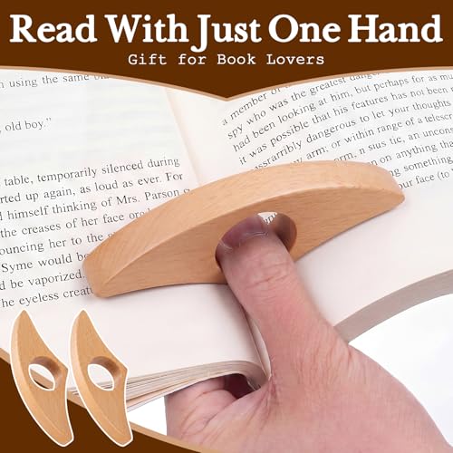 Resurhang 6 Pcs Wood Thumb Book Page Holder for DIY, Beech Wood, Curved - color: Beech Wood, size: Curved