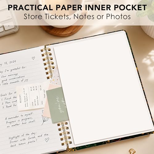 Christian Lined Spiral Notebook, Pretty Hardcover Journal 6'' x 8.4'', Bible Verse Prayer Notebook for Women, Psalm 46:10 Gift - color: garden-green