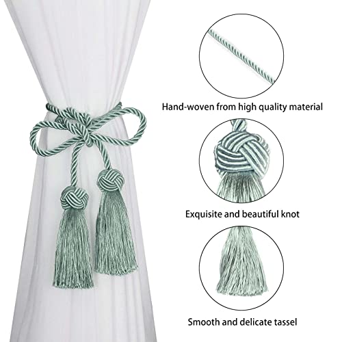 BEL AVENIR 4 Pack Handmade Rope Tassel Curtain Tiebacks - color: Light Blue, size: 4 Pack