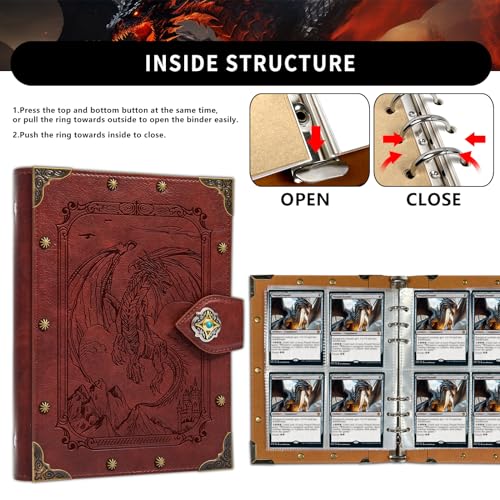 Trading Card Binder Fit 240 Cards Card Binder 4-Pocket Trading Card - color: 4-FlyingDragon-Red