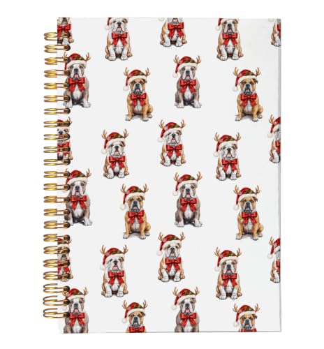 VNWEK Christmas Bulldog Spiral Notebook Journal 5.5x8.3 Inch - color: Christmas Bulldog