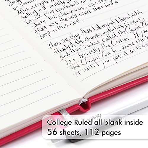 feela 3 Pack Pocket Small Notebook Journals, Mini Cute Memo Notepad Hardcover College Ruled Lined Journals with Pen Holder for Women Girls Office School, with 3 Black Pens, 3.5”x 5.5”, A6, Berry - color: A6 3 Berry