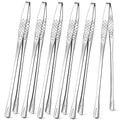 meekoo 6 Pcs Stainless Steel Korean BBQ Grill Tongs - size: 11 Inches