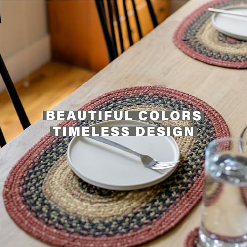 Homespice Highland Braided Placemats for Cabin Decor, Rect 13x19 Set of 4 - color: Highland