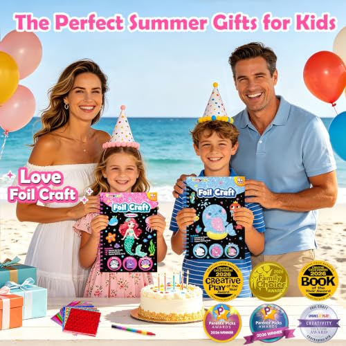 FUNNYB&G Foil Art Craft Kit for Kids, Sparkly Birthday Gift Toy for Girls - style: Mermaids