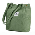Corduroy Tote Bag Cute Tote Bags for Women Shoulder Bag with Inner Pocket for Work Beach Travel and Shopping Grocery - style: Matcha Green