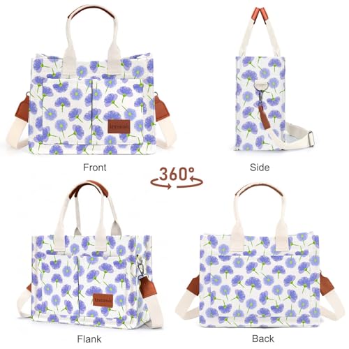 LHMTQVK Canvas Tote Bag for Women, Work & Bible Study Handbag - color: Forget Me Not