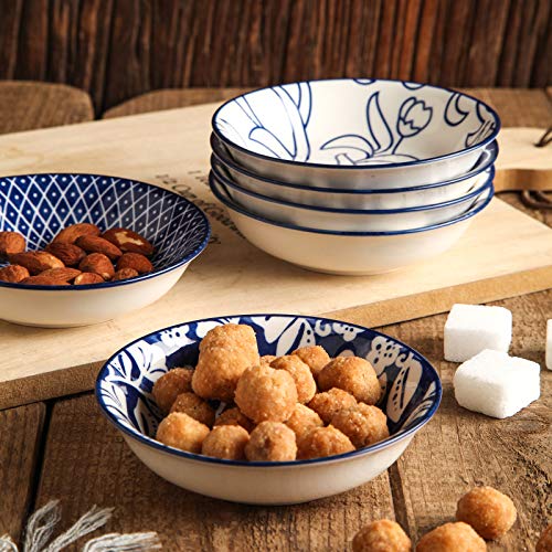 Selamica Ceramic 2.5oz Soy Sauce Dish, Pack of 6 (Vintage Blue) - color: Vintage Blue, style: Round