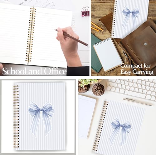 GDJIEGBC Blue Striped Coquette Bow Notebook 5.5x8.3in - color: Color-J