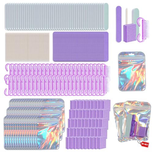 50 Set Disposable Manicure Kit Set, Press On Nail Tool Kit (Purple-50pcs) - color: Purple-50pcs