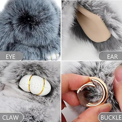 Cute Plush Bunny Keychain, Soft Fluffy Bag Charm for Backpacks & Purses - color: Brown