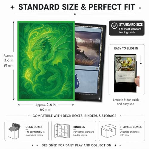 100 PCS TCG/MTG Card Sleeves, Matte Back Anti-Slip & Easy Shuffling Applicable to OCG CCG DTCG PTCG, 2.6 x 3.6 in Standard Size Cards (Forest Warden) - color: Forest Warden
