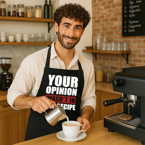 Funny Black Grill Apron with Pockets for Man,Dad,Husband,Father in Law,Chef Daddy Grilling Apron BBQ Cooking Gifts - color: Opinion Wasn't in Recipe