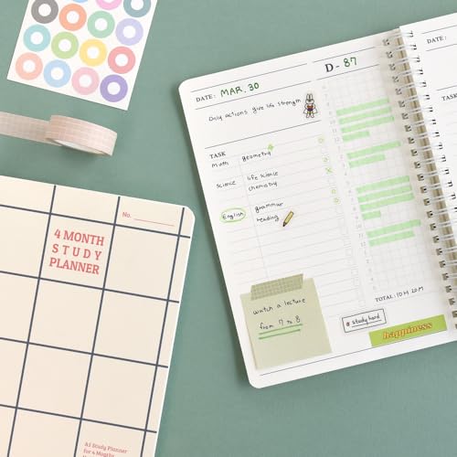 Monolike Checkers 4 Month Study Planner, Red Line - Academic Planner, Weekly & Monthly Planner, Study plan - color: Checkers - Red Line