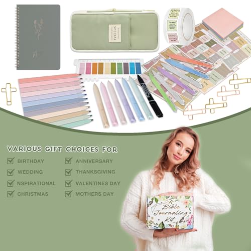 HRFGWDD 96-Piece Bible Study Supplies, Journaling Kit for Women, Green - color: 96PCS-GRENN