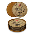 Smile Art Design Family Couple Names CUSTOM COASTER Set of 6 with base Round Burlap Material Personalized Prints Personalized Gifts Christmas House warming for her him Valentine's Day Gift Style8 - color: Style 08, size: Set of 6 - Round Coaster