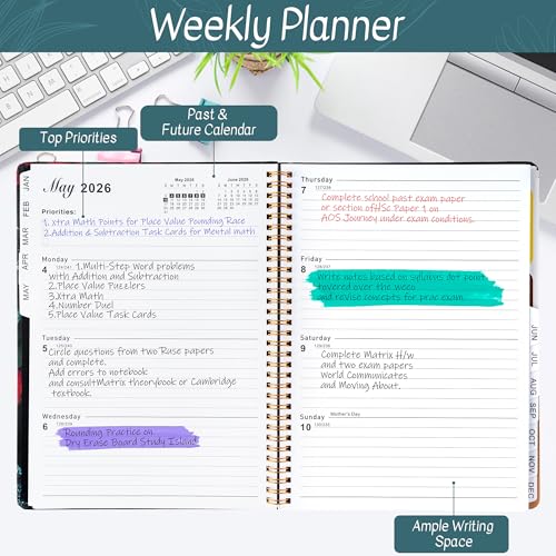 Xqumoi 2026 A4 Planner - Fuck Off 2026 Weekly and Monthly Planner Dark Romance Writing Notebooks, Jan. 2026 - Dec. 2026, Hardcover Calendar with Tabs Stickers Back Pocket Twin-Wire Binding - color: Red and Green 2026, size: A4