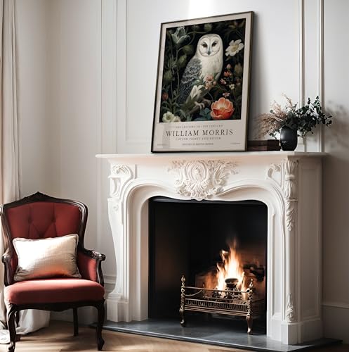 Poster Master Owl and Flowers Print - William Morris Poster - Botanical Exhibition Art - Farmhouse Wall Design - Floral Aesthetic Art - Living Room or Bedroom Decor - 8x10 UNFRAMED Wall Art - color: Style-07, size: 8"L x 10"W