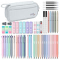 Four Candies 56 PCS Aesthetic School Supplies with Pencil Case (Grey) - color: Grey