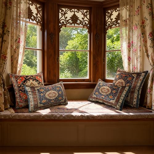 Vintage Floral Soft Velvet Throw Pillow Covers 12x20 in Boho - color: Dark Blue, size: 20" x 12" (Pack of 2)