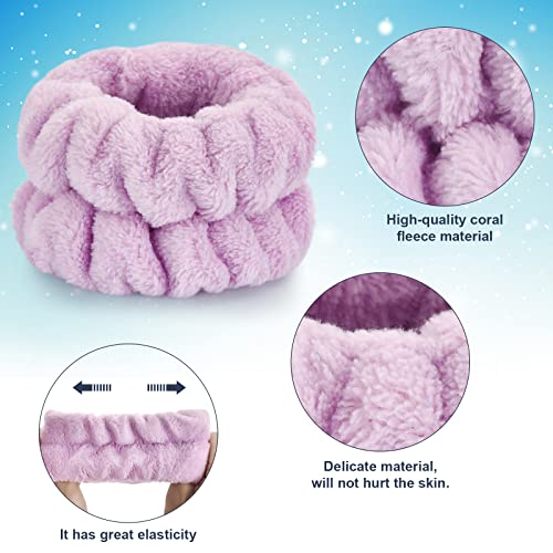 Dorbetar 2 Pcs Wrist Bands for Washing Face, Microfiber Wrist Towels for Washing Face, Spa Wristbands for Washing Face, Face Wash Wristbands, Arm Bands for Washing Face for Woman and Children - color: A-Purple, size: 2 Count (Pack of 1)