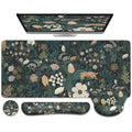 iCasso Desk Cover Mat, 4in1 Floral Large Mouse Pad with Wrist Rest - color: Cute Weeds