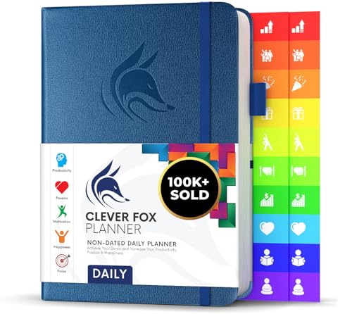 Clever Fox Daily Planner, Undated Professional & College Day, Mystic Blue - color: Mystic Blue (Undated)