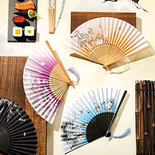 Yulejo 20 Pcs 8.27" Japanese Fan Chinese Folding Hand Fans with Tassels - style: Elegant Style