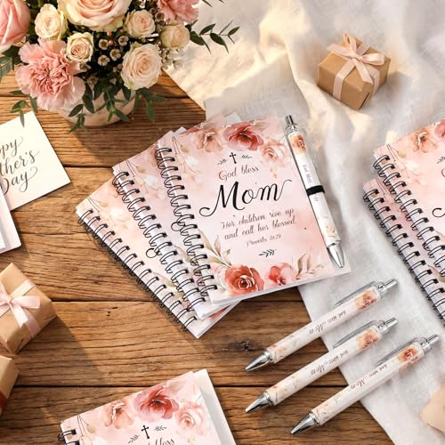 Resurhang 12 Sets Mother's Day Notebook Gifts for Mom 5.5 x 4.3'' Mom Themed Spiral Notebook Ballpoint Pens from Daughter Son for Mother's Day Birthday Party - style: Mother's Day