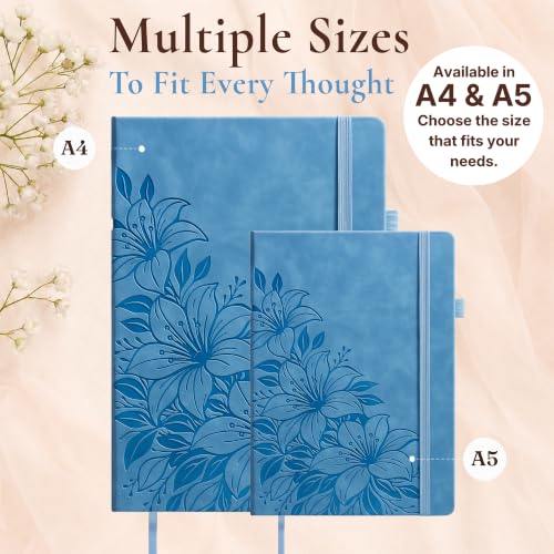 Lined Journal Notebook Hardcover Leather Bound 200 Pages A4 Blue Cute Diary - color: Blue, size: A4 200 Pages