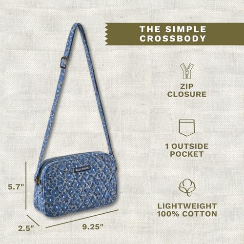 Bella Taylor Simple Crossbody, Quilted Handbag for Women - color: Navy Floral
