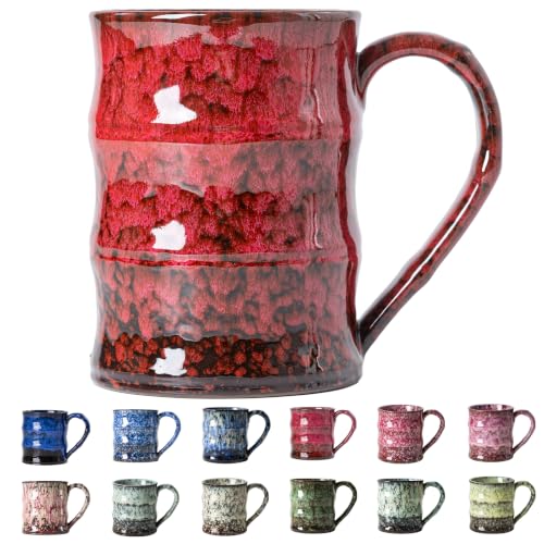 Crimson Ember Ceramic Mug, 22oz Reactive Glaze Coffee Mug, Gift for Him - color: 22oz - Crimson Ember · POWER